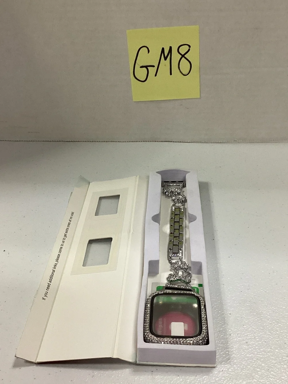 Silver Decorative Smartwatch Band with Rhinestone Frame
